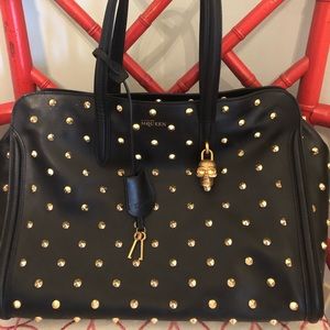 Alexander McQueen Black Leather Studded Skull Tote